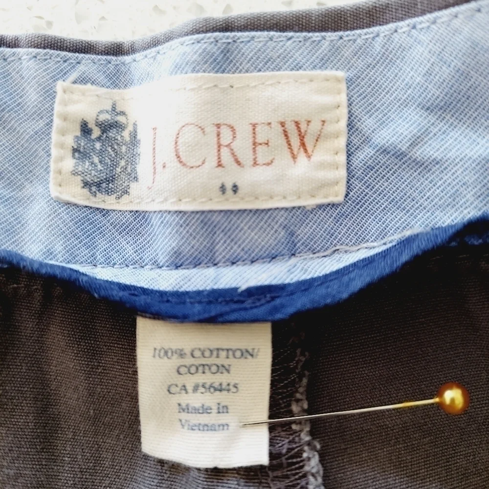 J.CREW Men Chino Shorts Size 36 Classic Flat Front 100% Cotton Gray Khaki EUC